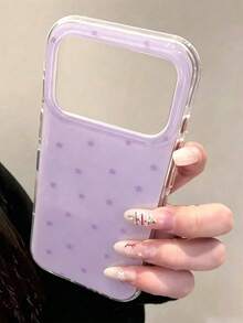 Ins韓系簡約黃色波點手機殼，適用於Apple 17 Pro Max、13/12/16 Pro、新款15 Pro Max，女款純色創意雙層全包覆硬殼保護套 - 淡紫色 - 查看 3