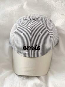 1pc Striped Fresh Design Embroidered Name Baseball Cap, Customizable With Your Name, Fashionable Suitable As Her Birthday Gift, Graduation Gift, Back To School Gift - Multicolor - View 10