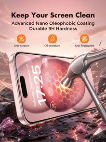 Tempered Glass Screen Protector, Compatible With IPhone 18 Pro Max/18 Pro/17/16/16e/15/14/11/X Series, High Definition Transparent Full Coverage 9H Anti-Scratch Anti-Shock Protective Film, Phone Accessories - 2pcs - View 2