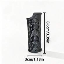 1PC 3D Three Wise Monkeys Embossed Lighter Case, Personalized Protective Shell, Multi-Color Plastic Portable Windproof Lighter Cover, Multiple Colors Available, Smoking Accessories - 1PC - View 4