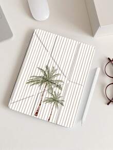 1pc Vintage Striped Palm Tree Y-Fold Protective Case, Compatible With IPad 11(A16)2025(11-Inch)/Pad Air7(M3)2025(11-Inch)/Pad 10th Gen 2022(10.9-Inch)/Mini6 2021(8.3-Inch), Multi-Angle Y-Fold Stand, Shockproof Protection, Pencil Slot, Auto Wake/Sleep, Coastal Vacation Style Exquisite Tablet Accessory - Multicolor - View 16