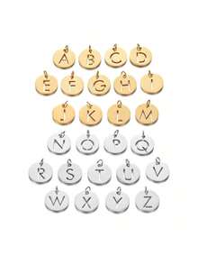 1pc European And American Popular Fashion 26 Letter Element Pendant Beaded DIY Bracelet, Beaded Pendant, Charm, Creative DIY Accessory - Gold - View 4
