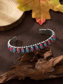 Pulseira de Olho de Cavalo Turquesa Estilo Boêmio Europeu e Americano para Mulheres, Adequada para Combinação de Roupas, Férias, Uso Diário - Colorida - Visão 3