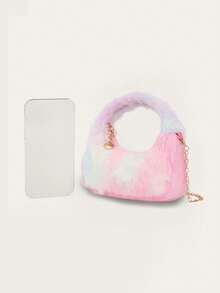 1 buah Tas Tangan Berbulu, Tas Selempang Rantai Kasual Serbaguna, Tas Kecil Aksesori Pakaian Mini untuk Anak Perempuan, Musim Gugur/Dingin - mewah - View 7