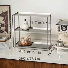 Stainless Steel Multi-Functional Storage Rack - Versatile Storage Shelf For Coffee Cups, Jewelry, Keys, Glasses, Perfume, Cosmetics, And Sundries - 2 Or 3 Tier Display Stand For Bedroom, Living Room, Bathroom, Entryway, Kitchen - Suitable For Home - Silver - View 13