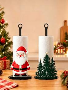 Christmas Decoration Kitchen Paper Towel Holder - Desktop Tabletop Roll Holder (Combines Display And Storage Functions), Fun Santa Claus Design, Suitable For Kitchen, Bathroom, Living Room And Dining Room, Decorative Ornament To Create A Warm Christmas Atmosphere - Multicolor - View 5