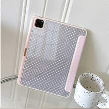 1pc Cute Pink & White Polka Dot Print Tablet Protective Case, Foldable Stand, Multi-Angle Viewing, Suitable For Work & Entertainment, With Pen Slot, Compatible With IPad Pro 2024/Air M3/A16 2025, Compatible With Xiaomi, MatePad - Multicolor - View 8
