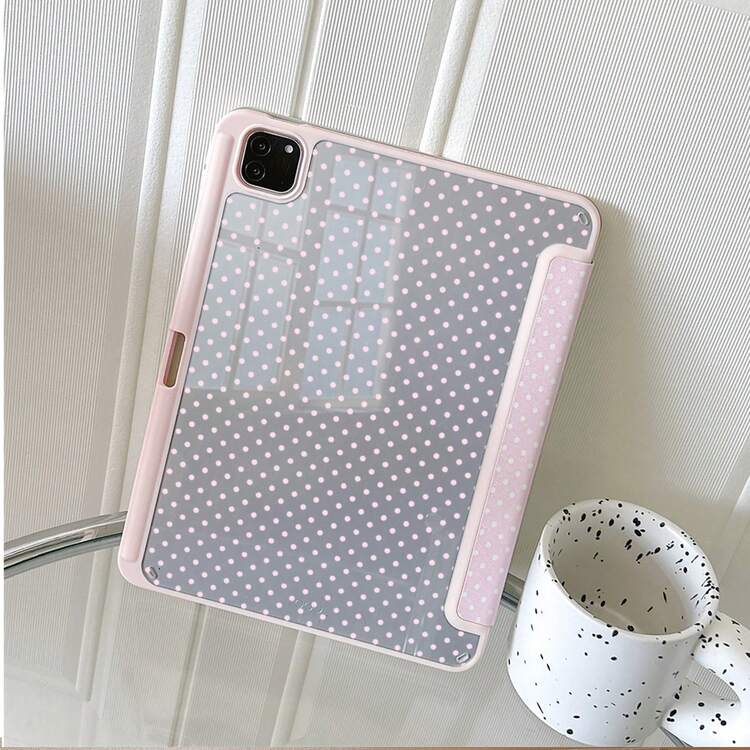 1 chiếc bao da bảo vệ máy tính bảng họa tiết chấm bi hồng trắng dễ thương, có giá đỡ gập, xem đa góc độ, phù hợp làm việc và giải trí, có khe cắm bút, tương thích với iPad Pro 2024/Air M3/A16 2025, và MatePad - Nhiều màu - Xem 8