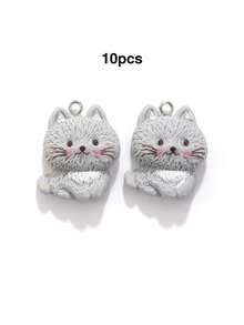 10/20/100pcs Resin Jewelry Accessories Cat Holding Fish Kitten Pendant DIY Handmade Bracelet Keychain Necklace Charm - Kitten - View 11