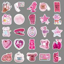 50pcs Pink Y2K Graffiti Stickers, Fresh Girl Style, Ins Style, Decorative Stickers For Phone Case, Notebook, Guitar - Multicolor - View 6