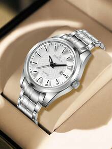 GUSALAI Men's Quartz Watch With Steel Band, Round Dial, Three Hands, Calendar, Multiple Colors Available, Suitable For Workplace, Daily Wear And Gift - one-size - View 16