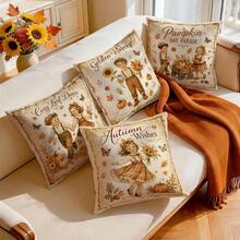 4pcs Vintage Autumn Harvest Pattern Pillow Covers Without Inserts, Single-Sided Printed Pillow Covers, Suitable For Living Room Bedroom Home Decor, All-Season Pillow Covers - Multicolor - View 9