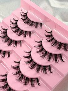 10 Pairs False Eyelashes Clear Band Slim Artificial Mink Eyelashes Fluffy Thick Russian Strip Lashes 3D Fake Eyelashes Curling Strip Lashes Natural Pointed Russian Eyelashes Crossed Cat Eye Lashes For Parties Daily And Various Occasions Makeup - View 4