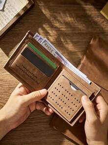 Customized Photo Carved Men's Wallet, Personalized Text PU Leather Wallet, Suitable For Boyfriends, Husbands, And Fathers' Anniversary Birthday Gifts. - Multicolor - View 2