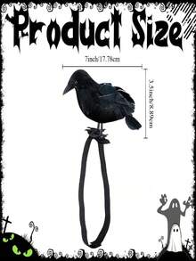 Halloween Shoulder Crow Decoration, Realistic Black Feather Crow Statue With Shoulder Strap, Suitable For Halloween Costume Party - Multicolor - View 3