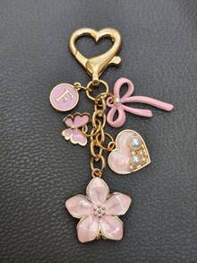 1pc 26 Letter Enamel Floral Keychain Pendant, Creative Key Ring Decorative Accessory, Car Key Chain, Bag Charm, Suitable For Friends, Family, Valentine's Day Gift, Birthday Gift, Holiday Gift, Party Favor - Multicolor - View 12