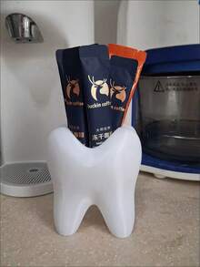1pc Creative Tooth-Shaped Ceramic Toothbrush Holder, Multi-Functional Desktop Storage Cup, Toothbrush & Toothpaste Decorative Storage Container, Bathroom Home Decor Vase - Multicolor - View 9