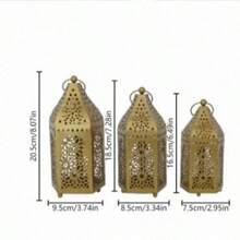 High-End Moroccan Style Metal Lantern Set, Hollow Projection Iron Candle Holder, Suitable For Halloween, Valentine's Day, Thanksgiving And Christmas Holiday Tabletop Decor, Home Kitchen Decoration - Child-Friendly, Easy Installation - A - View 13