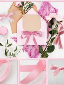 10mm/25mm Double-Faced Ribbon Set, 6 Rolls Of 30 Yards, Includes Cream, Champagne, Apricot, Light Pink, Deep Pink And Purple Ribbons, Suitable For Gift Wrapping, Wedding Bouquets, Bow Making, Party Decoration And Hair Styling - Pink Ribbon Set - View 4