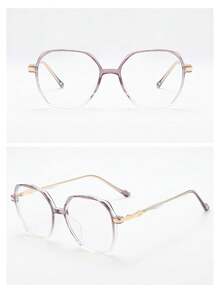 1對女款黑色貓眼PC鏡框極簡純色百搭平光眼鏡 - 漸變紫 - 查看 3