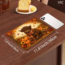 Autumn Highland Cow Print Scarf Pattern Absorbent Mat/Drying Mat/Coaster For Coffee Machine And Tableware - Absorbent Polyester Desktop Protector With Rubber Non-Slip Backing, For Kitchen Countertop Decoration - Home Bar And Dining Table Placemat - Multicolor - View 14