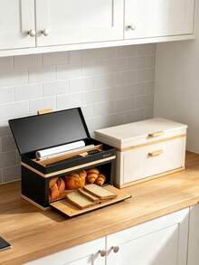 Multifunctional Bread Storage Box; Dust-Proof Container For Toast, Pastries, And Snacks; Bamboo And Wood Bread Box; Dust-Proof And Moisture-Resistant Toast Storage Bin For Kitchen Countertops; Large-Capacity Food Storage Box. - View 2