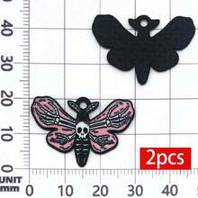 2/8pcs Black Gothic Enamel Charms Alloy Skeleton Moth Record Player Skull Pendant For DIY Halloween Bracelet Necklace Earring Jewelry Making Findings - Black - View 13