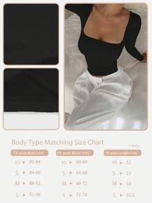 Basic Minimalist Crew Neck Double Layer Seamless Fitted Long Sleeve Top Casual Black Spring - Black - View 6