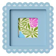 1pc Wavy Scalloped Edge Photo Frame, 4x4/4x6/5x7 Inch UV Printed Floral Border Picture Frame, Desktop Stand & Wall Mount Display Frame, Bohemian Sweet Style Home Decor, Suitable For Bedroom Living Room, Pink/Light Blue/Dark Green (Random Photo Paper) - 1PC - View 10