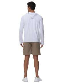 Men's UPF 50+ Sun Protection Hoodie Shirt Long Sleeve Rash Guard Fishing SPF Outdoor UV Shirt Lightweight - White - View 7