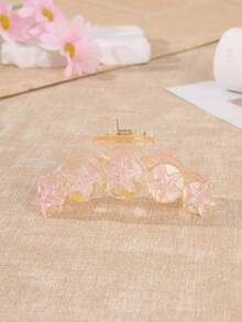 2/1pc Women's Transparent Pink & Blue Starfish Shark Hair Claw Clip, Non-Slip Secure Hair Clip For Back Head Updo, Suitable For Summer Beach Vacation, Daily Hairstyles, Early Autumn Street Style Versatile Accessory - Multicolor - View 5