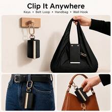 1pc Foldable Large Capacity Women's Storage Bag, Lightweight Shoulder Bag, Multi-Scenario Hanging Shopping Bag, Mini Keychain Tote Bag, Suitable For Commuting, Work, Travel And Daily Outings - Multicolor - View 3