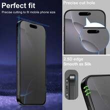 DUTRIEUX 2pcs Matte Ceramic Privacy Screen Protector, Anti-Peeping Privacy Film, Anti-Glare Anti-Fingerprint, Easy Installation No Bubbles, Smooth Touch, Compatible With IPhone 18 Pro Max, 17 Pro Max/17 Pro/17 Air/16/15/14 Plus/13 Mini/12/11 Series - Clear - View 2