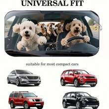 1pc Cute Puppy Car Sunshade, Made Of Polyester Fiber, Durable 190T Material Blocks UV Rays And Provides Heat Protection For Car Interior, Suitable For Various Car Models Front Windshield, With Heat Insulation And Privacy Protection Functions, Keeps Your Car Cool, Foldable For Easy Storage - Cute Puppy - View 4