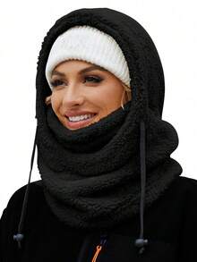 1pc Winter Warm Ear Protection Neck Warmer Hat Scarf All-In-One Thickened Ski Cycling Face Mask Windproof Balaclava - Multicolor - View 1