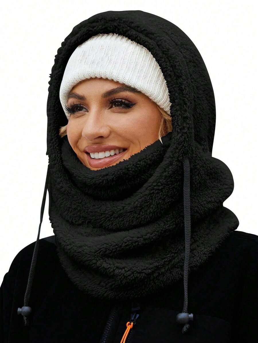 1pc Winter Warm Ear Protection Neck Warmer Hat Scarf All-In-One Thickened Ski Cycling Face Mask Windproof Balaclava - Multicolor - View 1