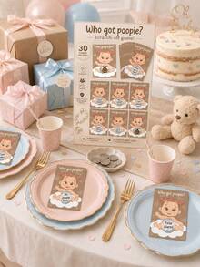 60pcs/30pcs-Baby Shower Party Fun Baby Gift Party Joy - Funny Poop Scratch-Off - Unisex Ideal Choice, Diaper Raffle Tickets, Gender Reveal Party Supplies, Baby Shower Party Gifts, Baby Shower Activities, Scratch-Off Cards - Multicolor - View 10