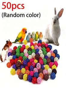 40/20pcs Woven Ball Bird Toys Parrot Chewing Toys 3cm/1.18in Parrot Chewing Toys Suitable For Small Parrots Conure Hamsters Rabbits Toys DIY Handicraft Decoration - A+B - View 2