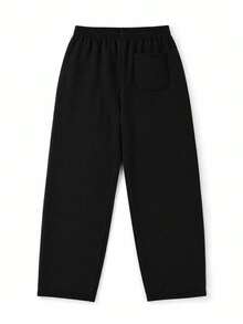 ZYNTH BALENO Men's Autumn/Winter Loose Fit Curved Leg Straight Casual Long Pants, With Pockets And Drawstring Waist, Suitable For Gym And Casual Wear - Black - View 4