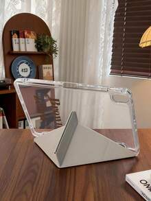 1件裝 斑馬條紋字母平板保護殼，相容 iPad Mini 6/7/Air/Air2/9.7/10.2/10.5/10.9 (Air4-Air8)/Pro 11/10th Gen/A16/Pro 11 2024 機型，雙面彩繪圖案平板套，透明壓克力背殼，絲綢質感 8 折疊支架，自動休眠/喚醒，內置筆槽，不含筆，部分機型附相機框 - 彩色 - 查看 6