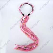Serre-tête en peluche Maillard coloré avec long ruban à franges, accessoire de cheveux tressés, décoration de cheveux tressés style serre-tête, élastique à cheveux en corde tressée colorée en peluche - Noir - Voir 8