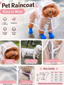 Transparent Hooded Dog Raincoat, Transparent Full Body Waterproof Pet Raincoat, Lightweight Outdoor Walking Raincoat Suitable For Small And Medium-Sized Dogs, Adjustable Edging And Fixed Hood Transparent Dog Raincoat Suitable For Daily Walking - Multicolor - View 9