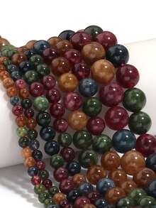1 Strand 6/8/10mm ﻿Natural Stone Rainbow Tourmaline Round Loose Spacer Beads For Jewelry Making DIY Handmade Bracelet Accessories - Multicolor - View 1