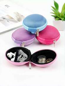 1pc Portable EVA Storage Box, Zipper Pouch, Can Store Data Cables, Earphones, Chargers, Coins And Jewelry, Shockproof, Multiple Colors Available - Multicolor - View 3