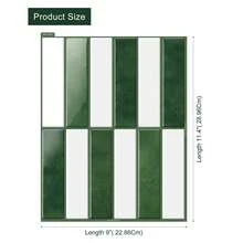 WoStick 1/10/20pcs Green Self-Adhesive Subway Tile Wall Stickers, 3D Glossy Self-Adhesive Tile Stickers, Suitable For Rental Home Kitchen Bathroom Wall Decor - Green and White Long Strip - View 3