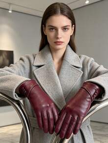 1 Pc Solid Gloves, Elegant Gloves With Cuff Button Detail, Warm Touchscreen Winter Gloves For Women Daily Commute Evening Party - Multi-color - View 7