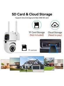 WJG 1/2 chiếc camera an ninh 3MP ống kính kép, camera Wifi 3MP cho gia đình, hỗ trợ đàm thoại 2 chiều, phát hiện ban đêm và chuyển động, giám sát toàn nhà 360° - trắng - Xem 6