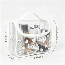 Miniso Miffy Transparent Makeup Bag, Cute Rabbit Print Clear PVC Makeup Bag, Portable Travel Toiletry Organizer With Handle, Women's Girls Zipper Toiletry - Clear - View 11