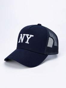 1件刺繡NY五片式網帽，可調節防曬休閒帽，適合春秋旅行、海邊度假 - 彩色 - 查看 11