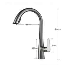 Robinet de cuisine en acier inoxydable avec douchette extractible, anti-éclaboussures, eau froide & chaude - Gris - Voir 4